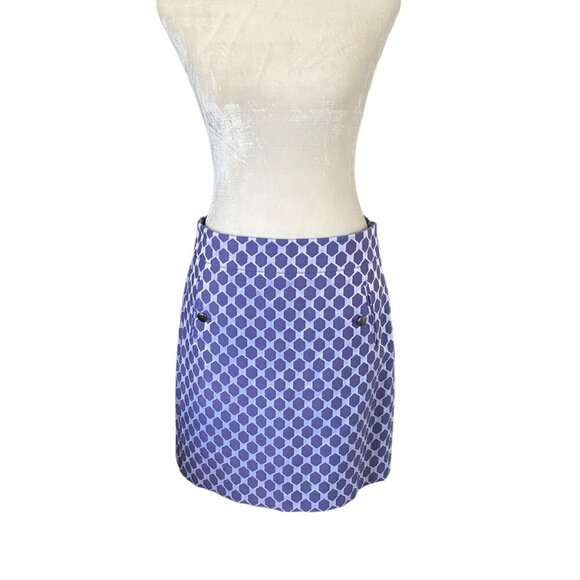 Loft size 2 women's purple and white fully lined A-line skirt with pockets - Picture 2 of 11